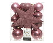33 PALLINE DI NATALE+PUNTALE ROSA VELLUTO ASSORTITE