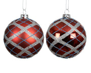 pallina di natale con Glitter modello assortito Rossa 8cm