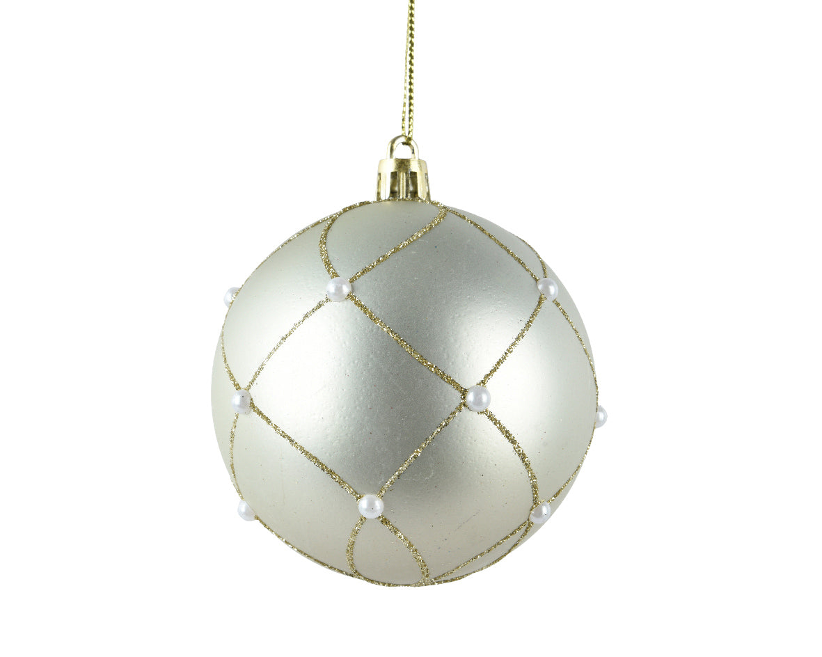 pallina di natale Perla Opaca con Glitter 8cm