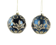 pallina di natale Decorata Glitter blu Notte modello assortito 8cm