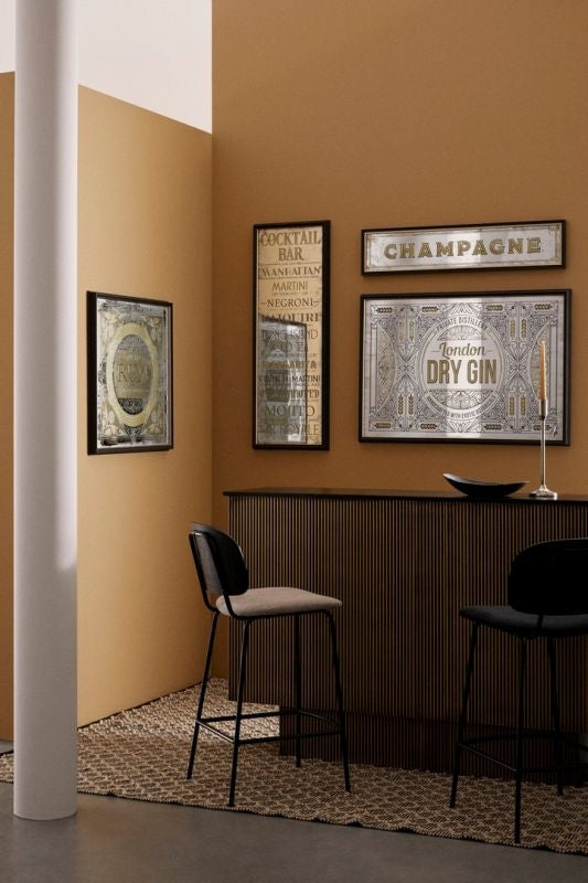 SPECCHIO DA PARETE "LONDON DRY GIN" LIBRARY ORO 100X70CM