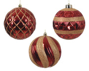 Pallina di natale Lucida con Glitter Rosso 14cm modello assortito