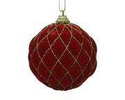 pallina di natale infrangibile fantasia quadretti D 8 cm rosso natalizio/oro Peraga Christmas