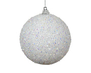 pallina di natale in foam con paillettes e filo argento D 8 cm bianco invernale Peraga Christmas