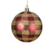 pallina di natale Opaca con Glitter Rosso Scuro e oro 8cm
