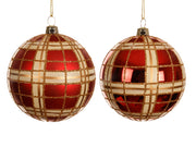 palline di natala Lucida con Decorazioni Oro modello assortito Rossa 8cm