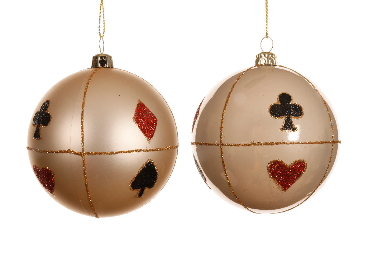pallina di natale Perla con Simboli Carte da poker modello assortito 8cm