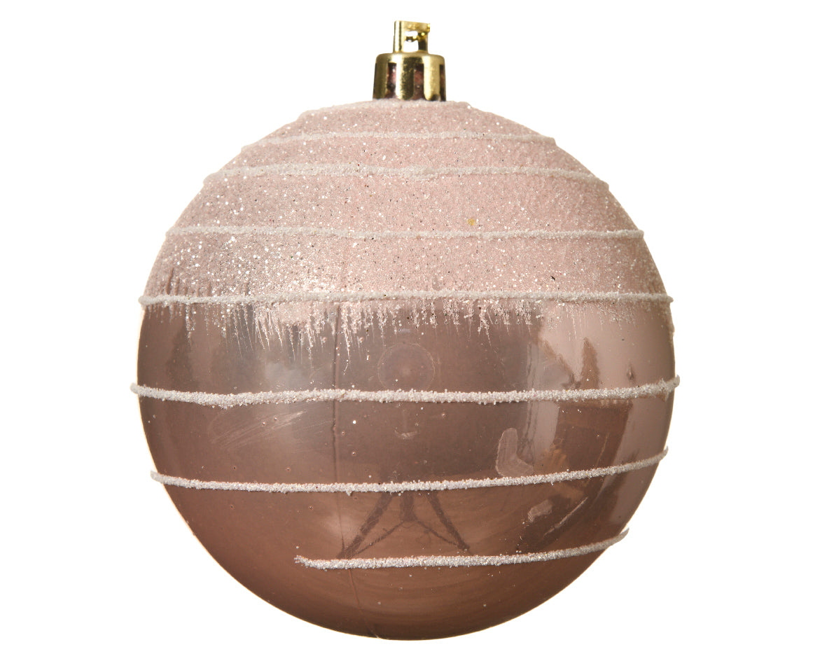 OFFERTA 4 PALLINE 8CM ROSA CIPRIA CON DECORAZIONE GLITTER