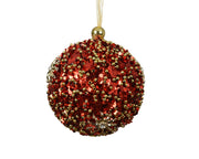 pallina di natale in foam glitter con manico D 8 cm rosso natalizio Peraga Christmas