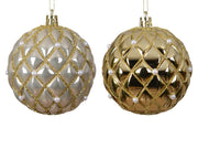 pallina di natale lucida su filo D 8 cm oro decori modello assortito Peraga Christmas