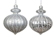 pallina di natale finitura anticata glitter D 8 cm argento Peraga Christmas