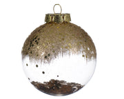 PALLINA NATALIZIA 8CM TRASPARENTE/ORO CON DECORAZIONE GLITTER