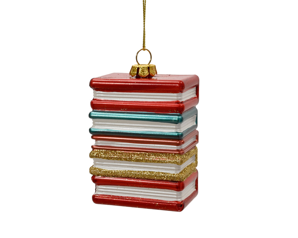 Dekoratives Buch, glasiert mit Glitzer, 6,1 x 6,7 x 7,9 cm, mehrfarbig, Peraga Christmas