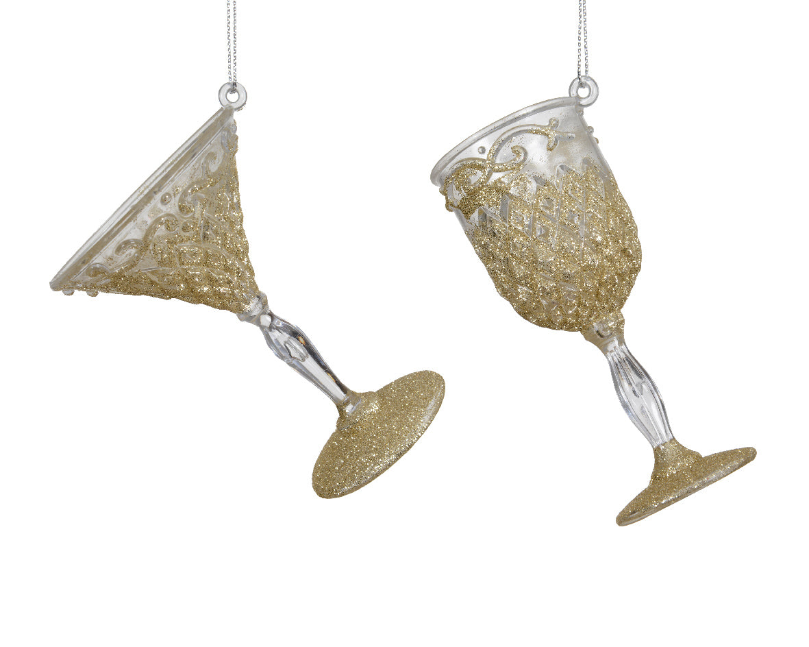 Bicchiere Oro decorazione natalizia appendibile H3.8cm modello assortito