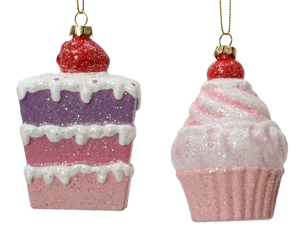 1 DECORAZIONE TORTA/CUPCAKE ROSA APPENDIBILE CON GLITTER MODELLO ASSORTITO
