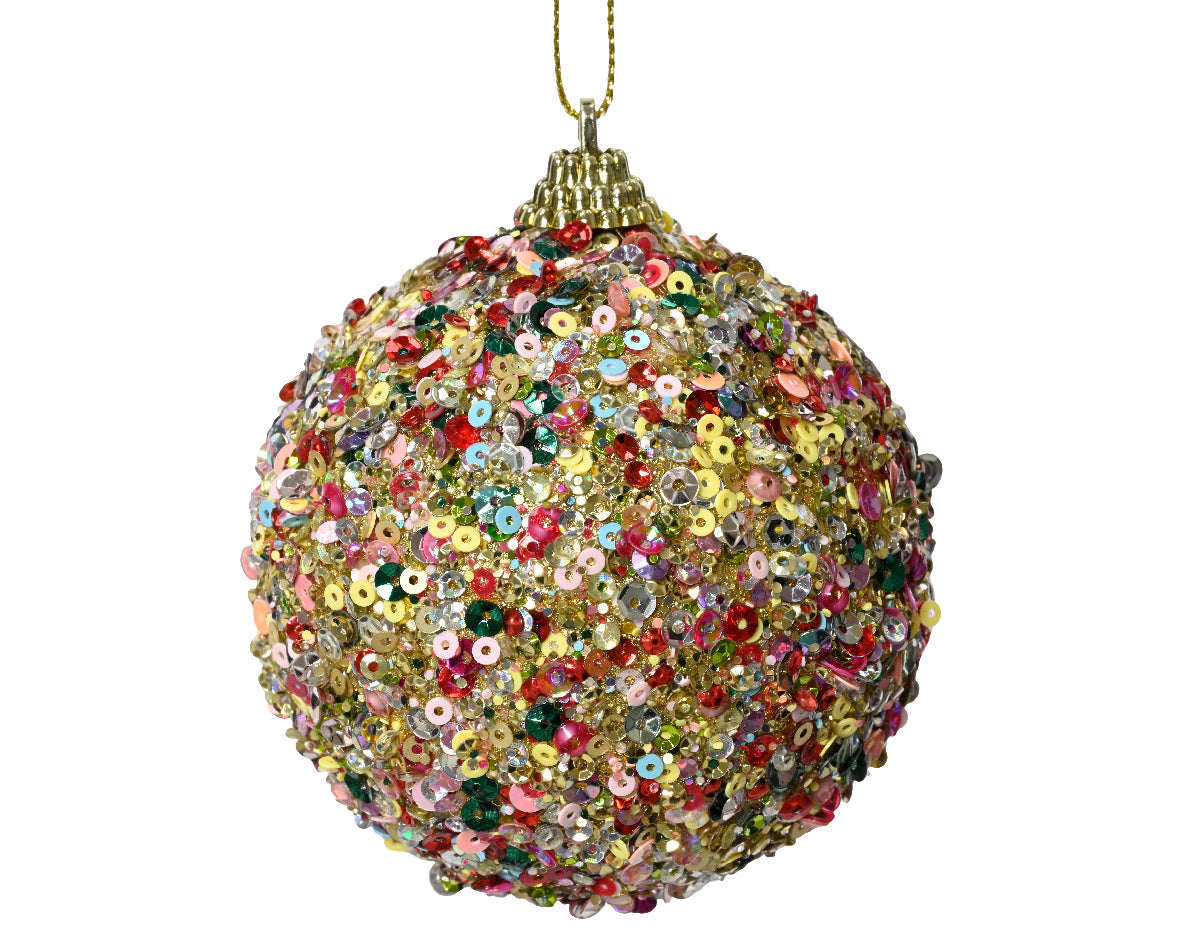pallina di natale 8cm con Paillettes Multicolori Glitter