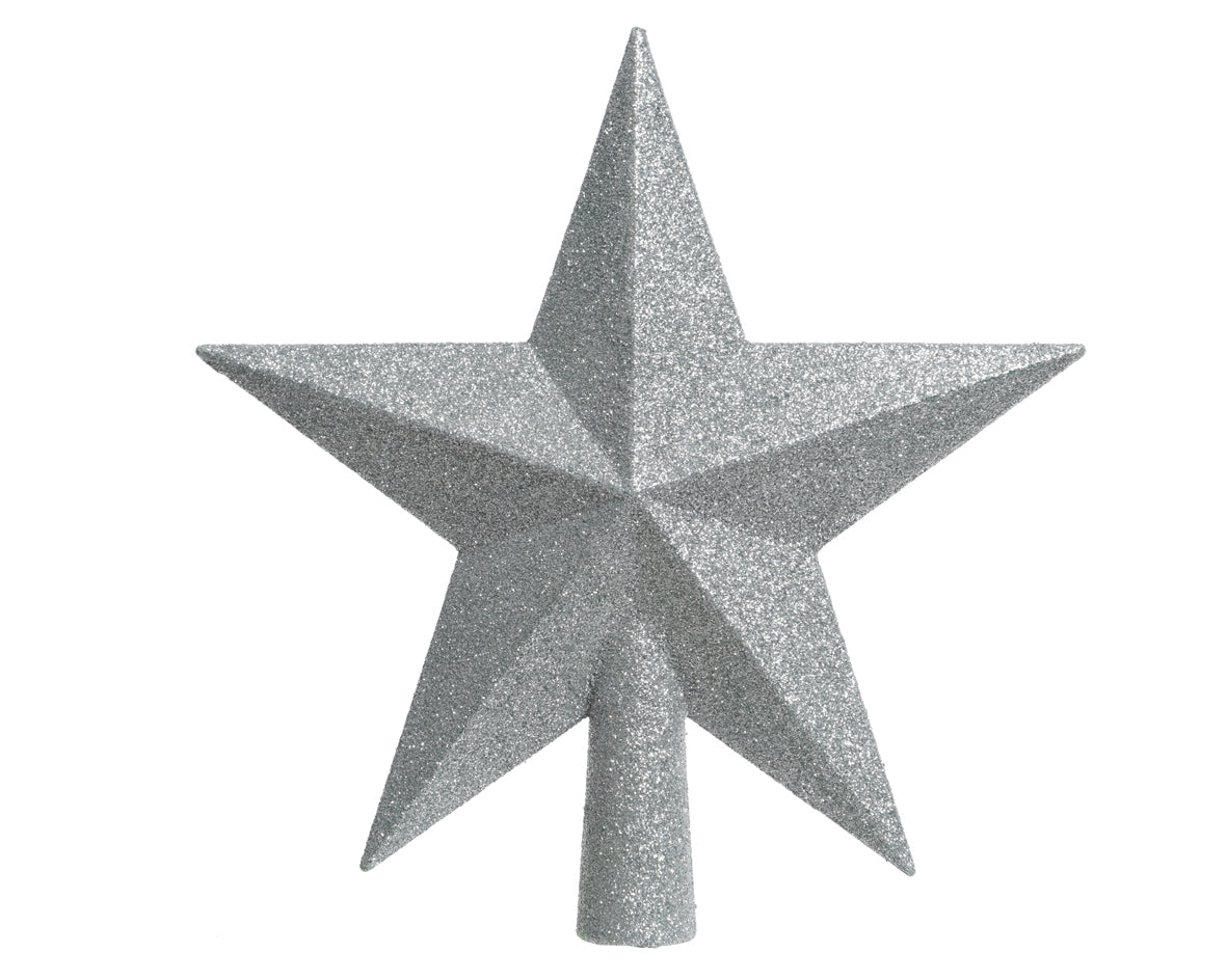PUNTALE A STELLA GLITTERATO 19 CM ARGENTO