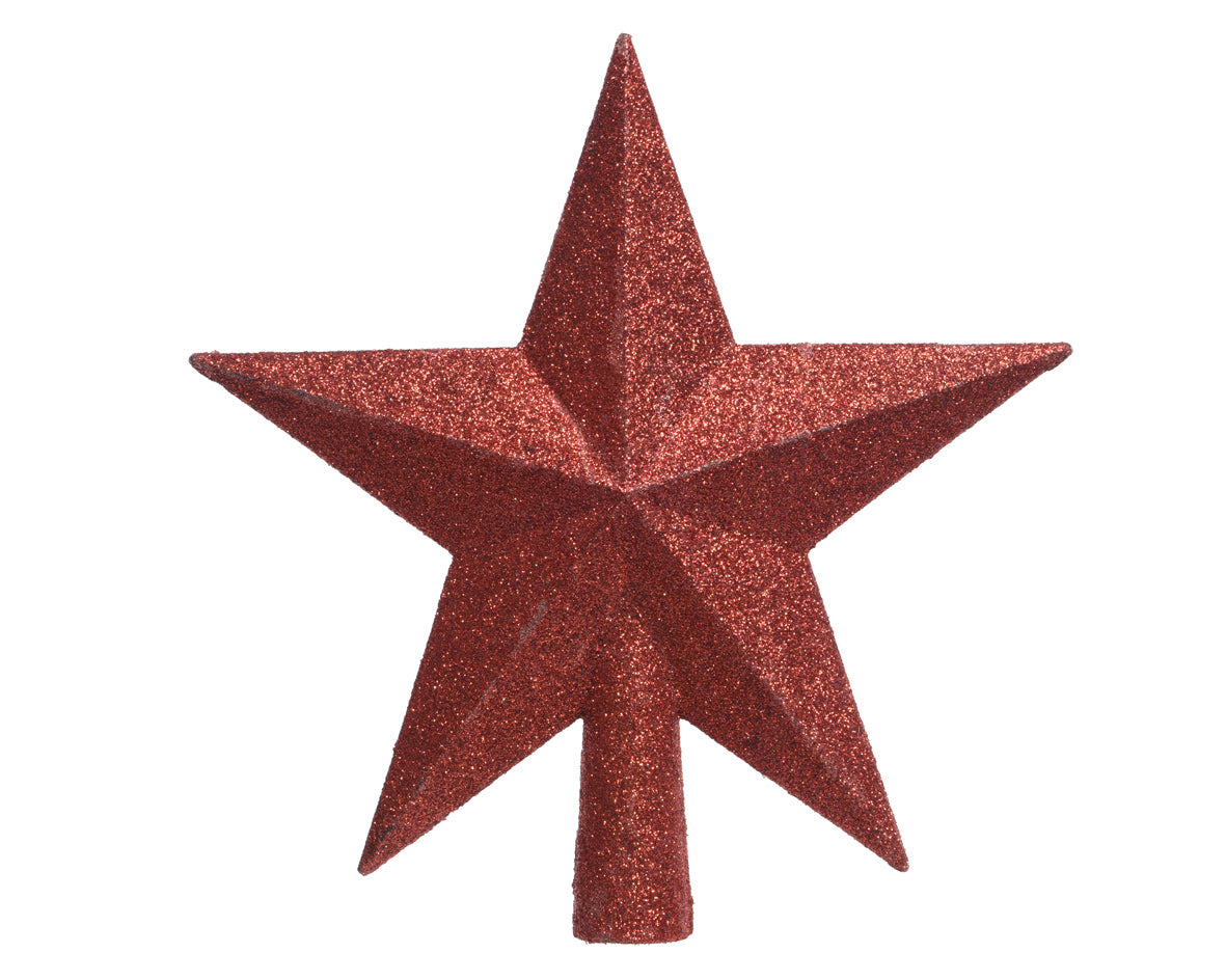 PUNTALE A STELLA GLITTERATO 4.2X19X19 CM ROSSO NATALE