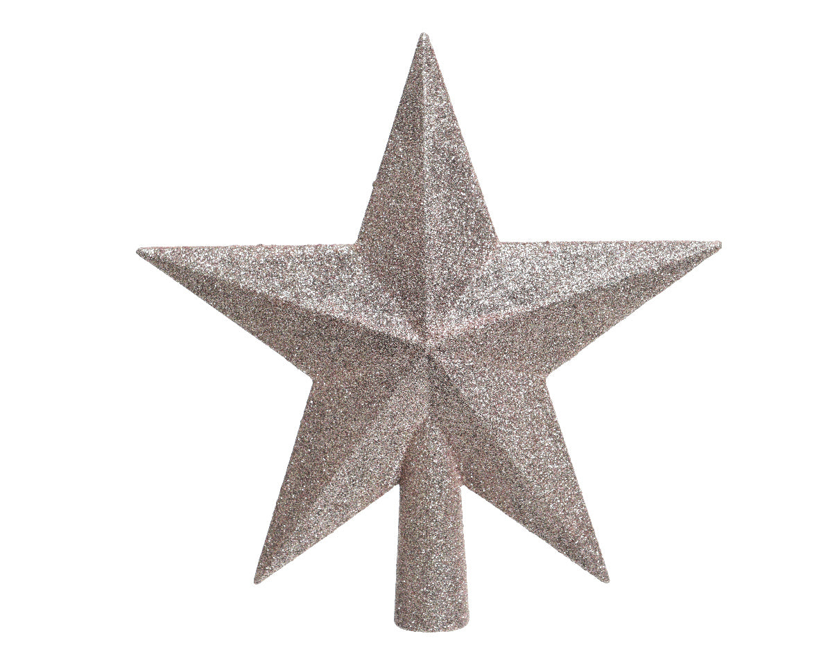 PUNTALE A STELLA GLITTERATO 4.2X19X19 CM ROSA PALLIDO