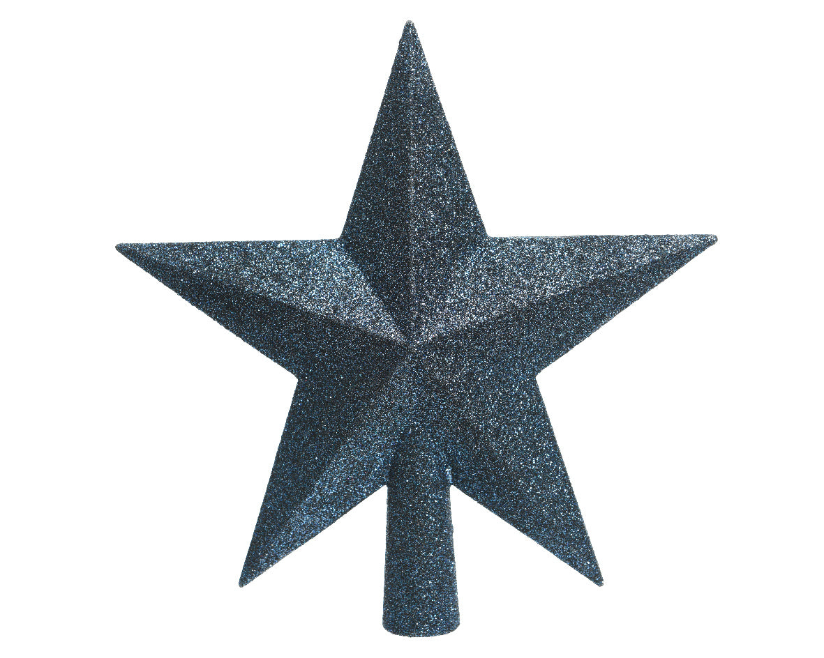 PUNTALE A STELLA GLITTERATO 19 CM BLU NOTTE