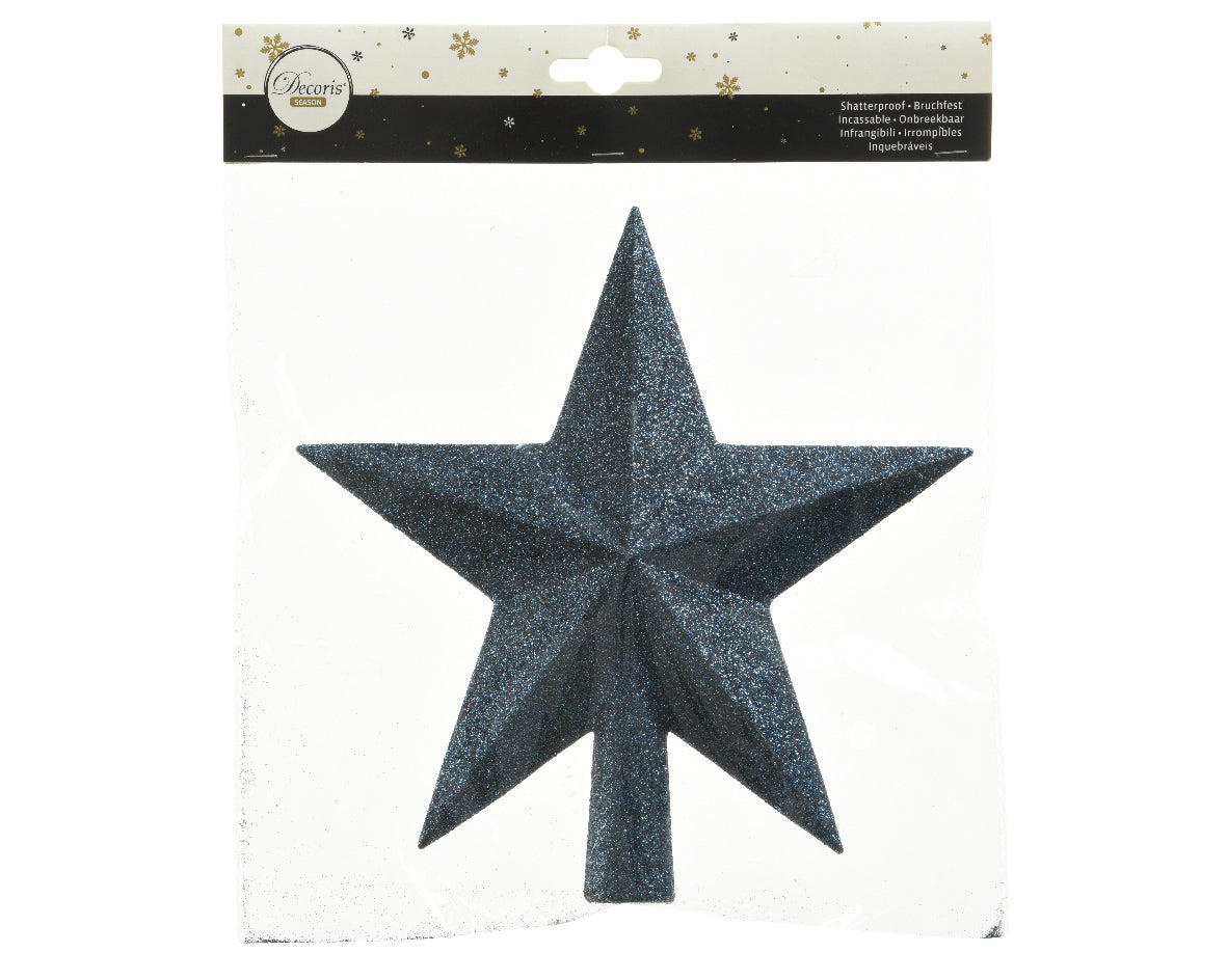 PUNTALE A STELLA GLITTERATO 19 CM BLU NOTTE