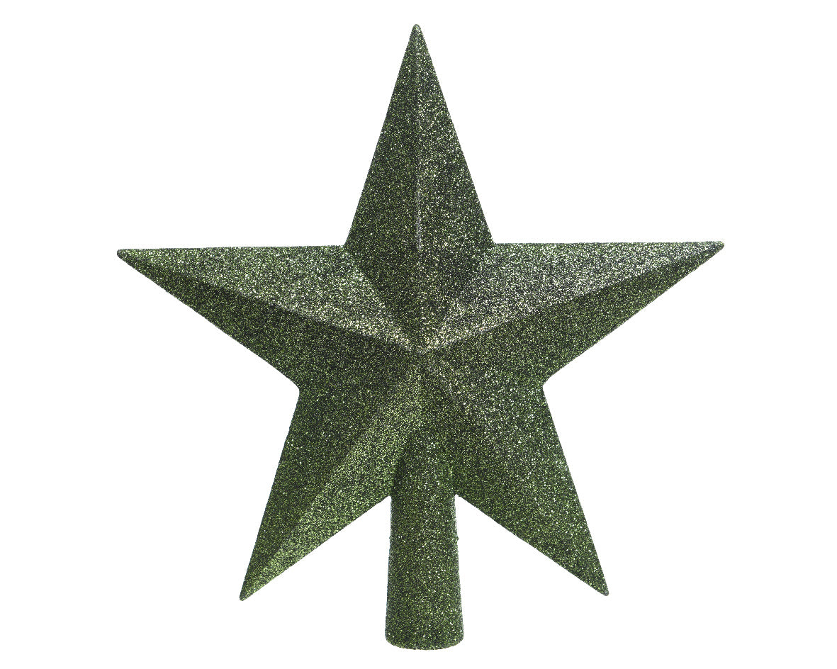 PUNTALE A STELLA GLITTERATO 19 CM VERDE PINO