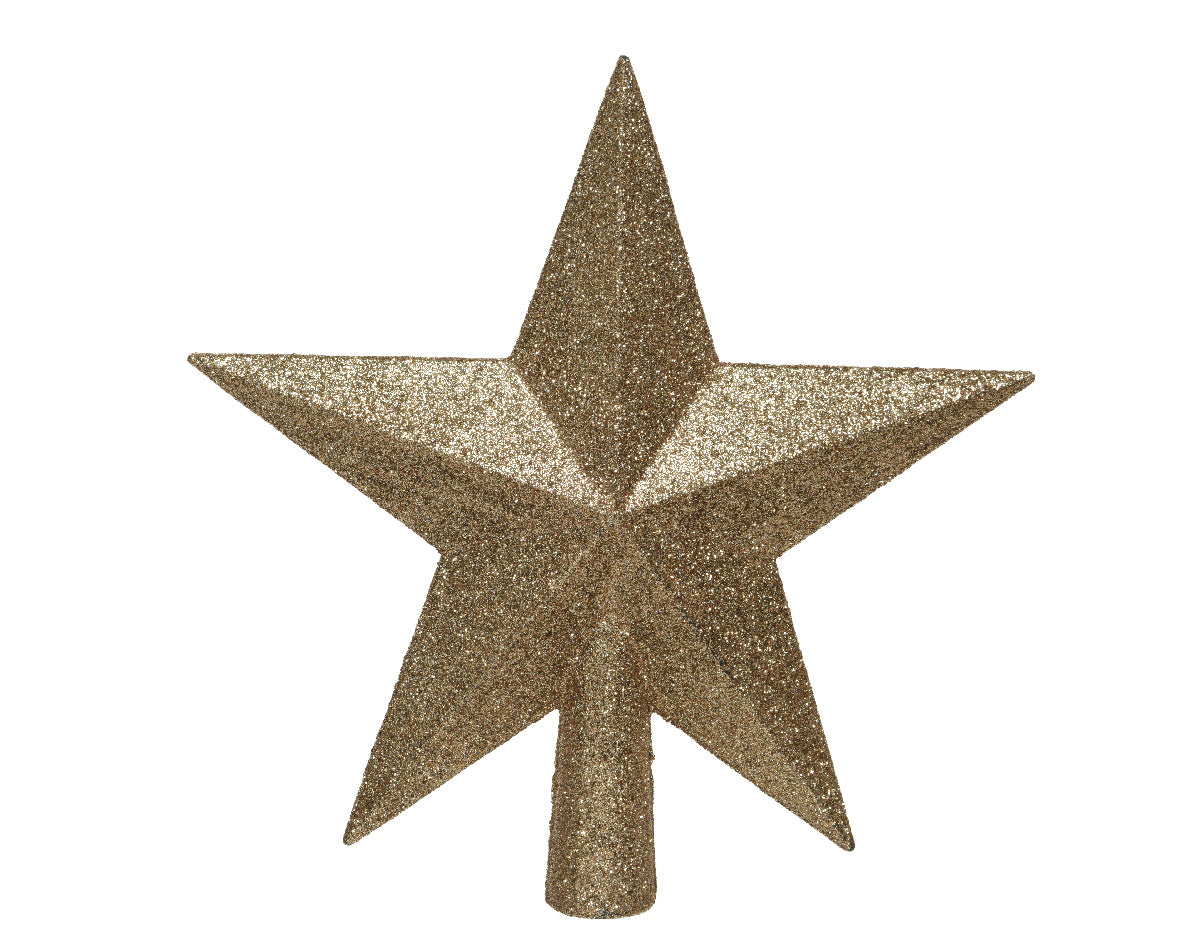 PUNTALE A STELLA GLITTERATO 19 CM CARAMELLO