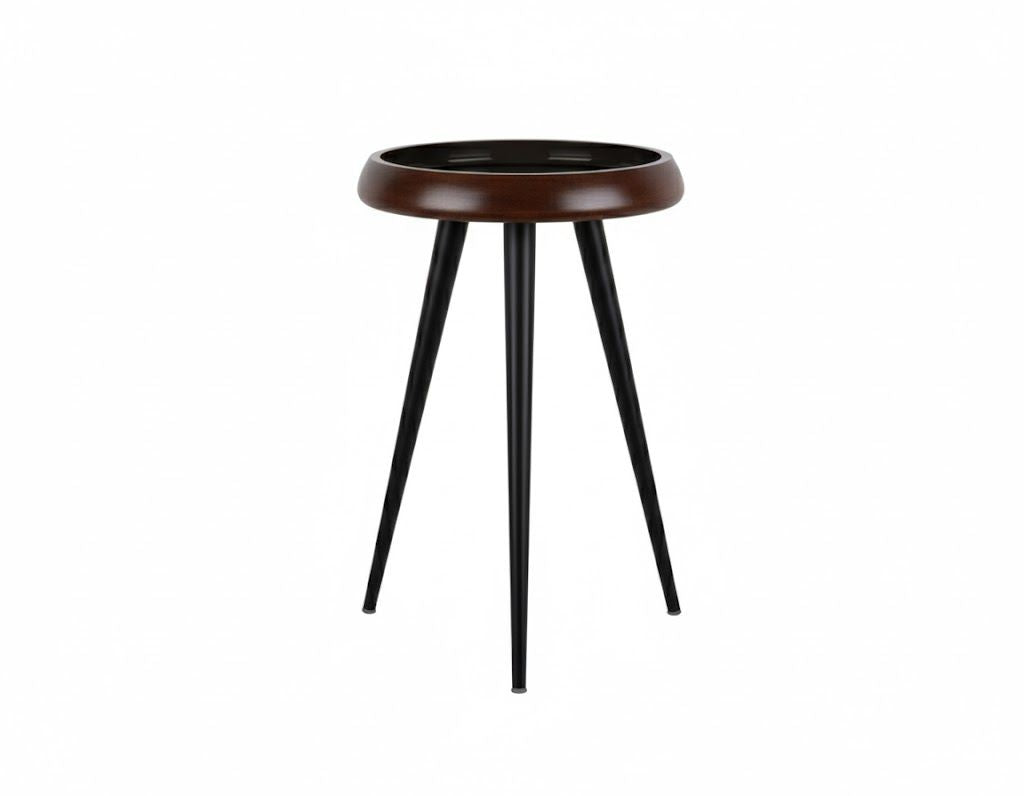 Tavolino Tripod 41.5x41.5x54 cm Noce Caldo e Nero