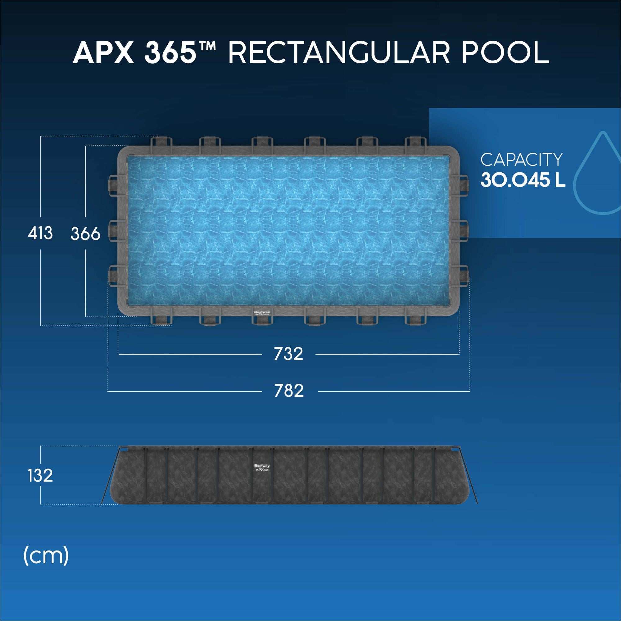 Piscina APX 365 732x366xH132 cm Effetto Marmo Scuro Bestway