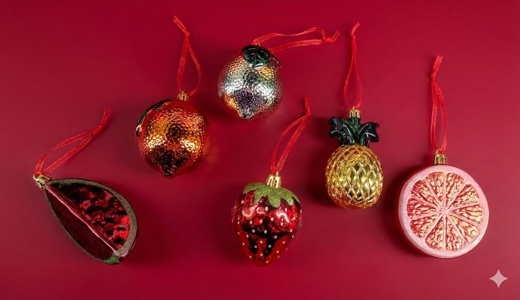 1 decorazione natalizia appendibile Frutta 9cm Multicolore Assortito