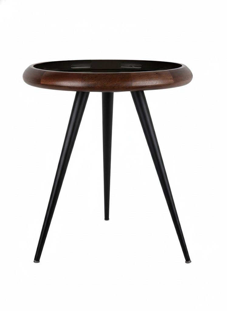 Tavolino Tripod 52x52x59 cm Noce Caldo e Nero