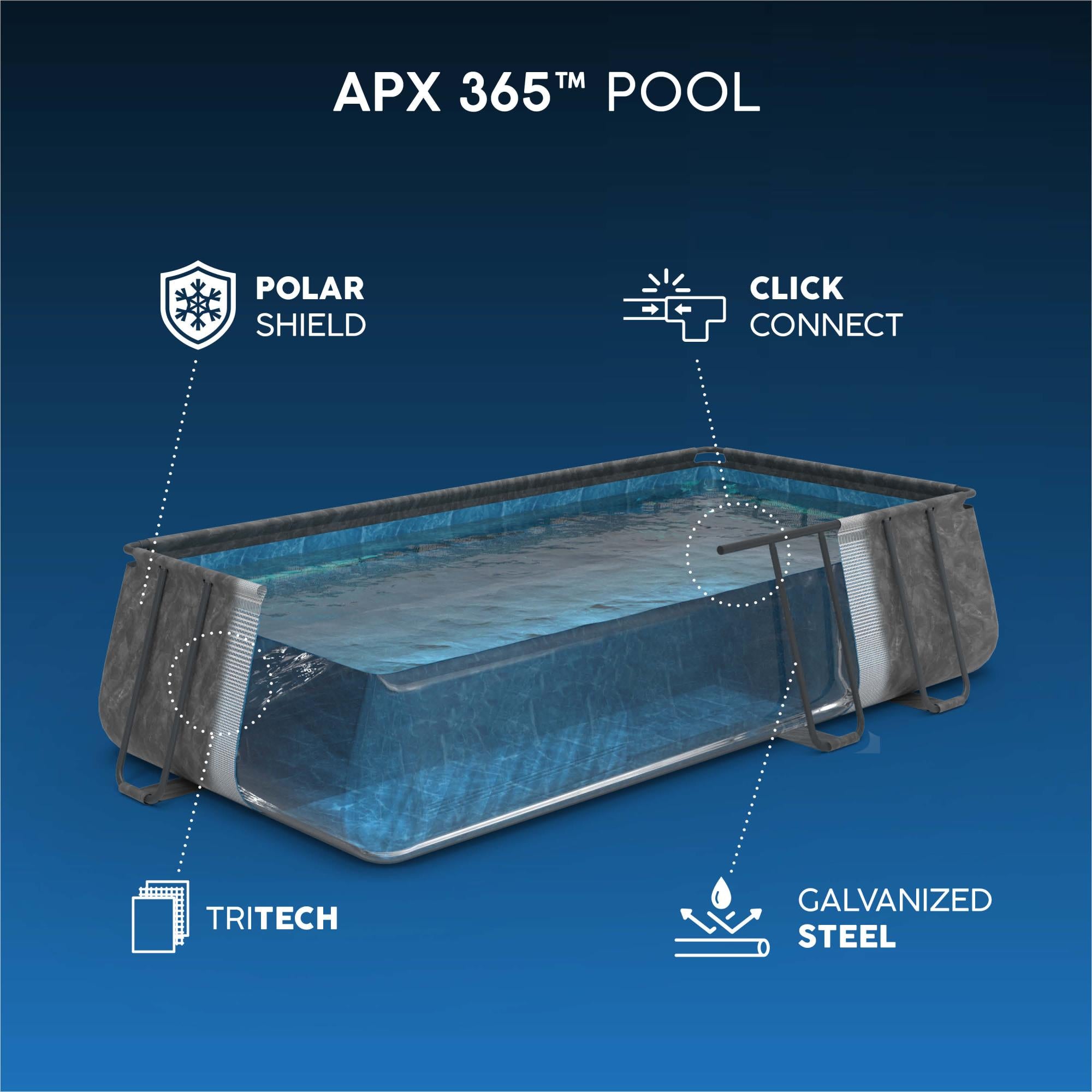 Piscina APX 365 732x366xH132 cm Effetto Marmo Scuro Bestway