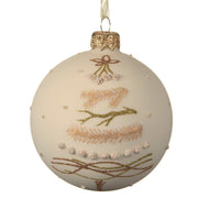 PALLINA DI NATALE COLOR PANNA CON DECORAZIONI NATALIZIE 8CM