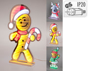 Figura natalizia a specchio con LED modello assortito, altezza 37 cm, colori giallo/verde/blu