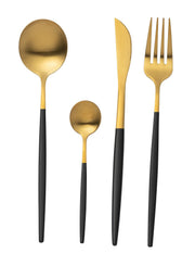 Posate 24 Pezzi Acciaio Opaco 27x16x6 cm Oro/Nero
