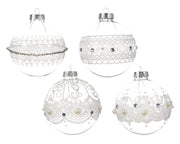 OFFERTA 4 PALLINE DI NATALE 8CM TRASPARENTI DECORAZIONE IN ORGANZA ASSORTITA