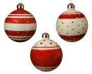 OFFERTA 3 PALLINE DECORAZIONI ROSSE/BIANCHE 8CM MODELLO ASSORTITO