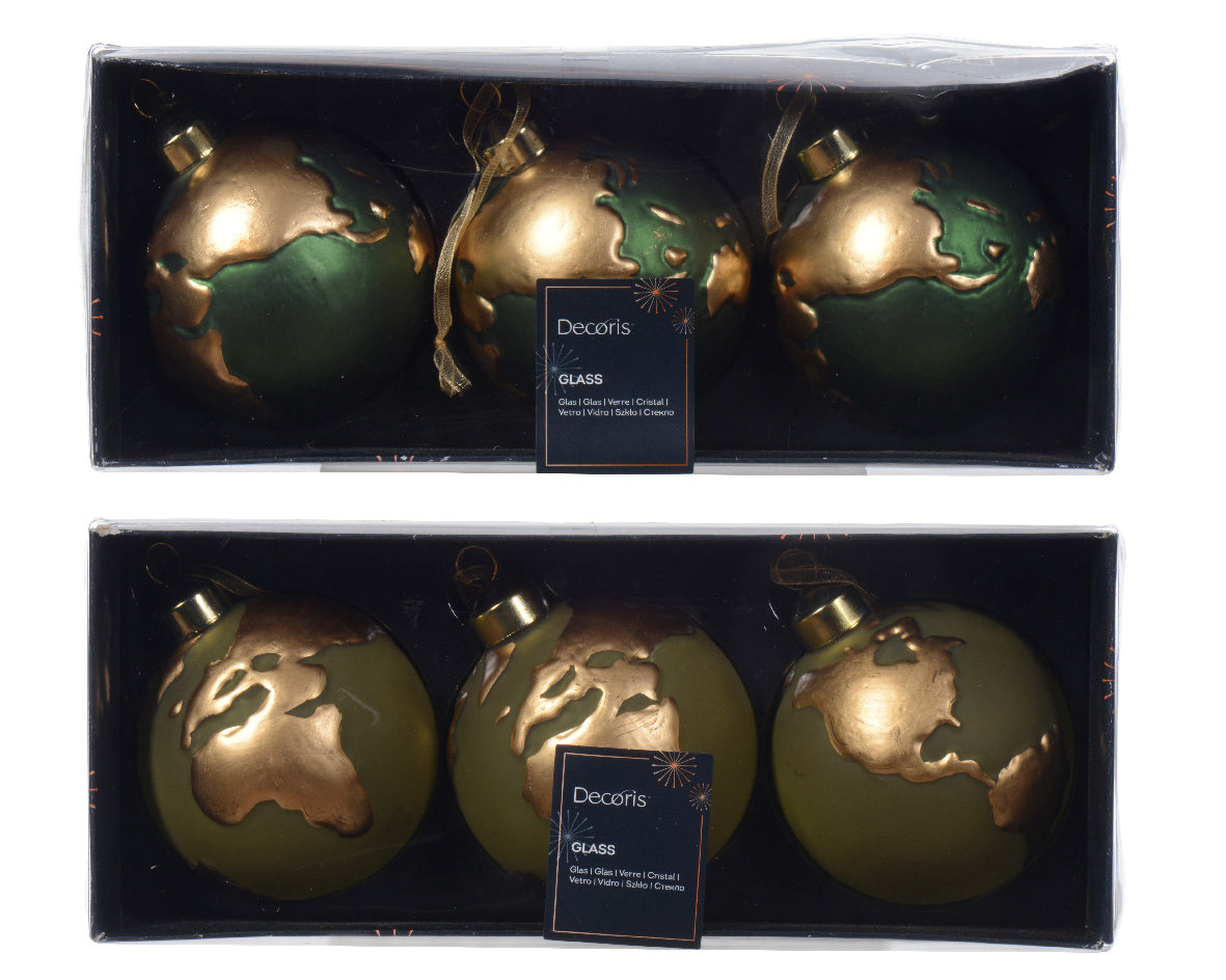 BOX 3 PALLINE DI NATALE 8CM CON DECORAZIONI DEL MONDO MODELLO ASSORTITO