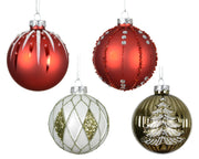 Pallina di natale Glitter Rosse/Oro/Bianche modello assortito 8cm