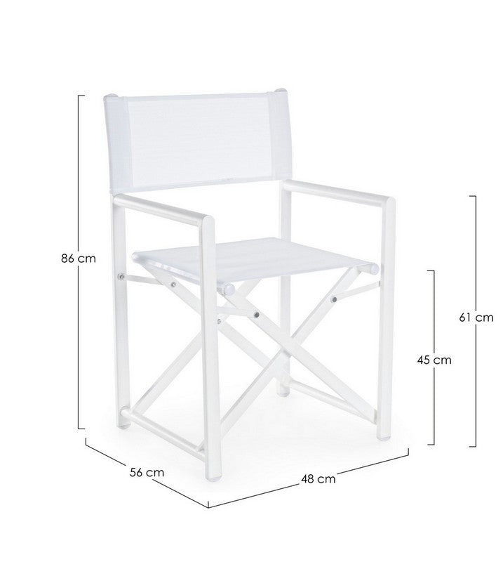 SEDIA REGISTA TAYLOR IN ALLUMINIO PIEGHEVOLE BIANCO