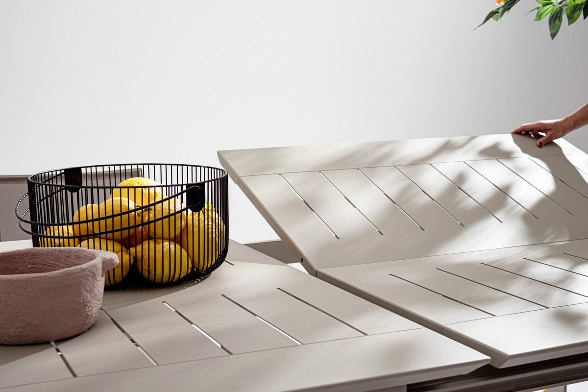 OFFERTA TAVOLO KONNOR ALLUNGABILE 200/300X110CM TORTORA RASTIN + 6 POLTRONE KONNOR
