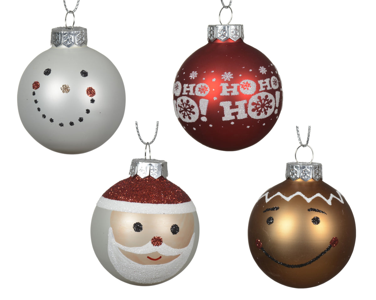Weihnachtskugel aus Glas, dekoriert, Ø 4,5 cm, verschiedene Farben und Modelle, Peraga Christmas