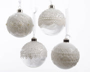OFFERTA 3 PALLINE 8CM ARGENTO CON PERLINE MIX