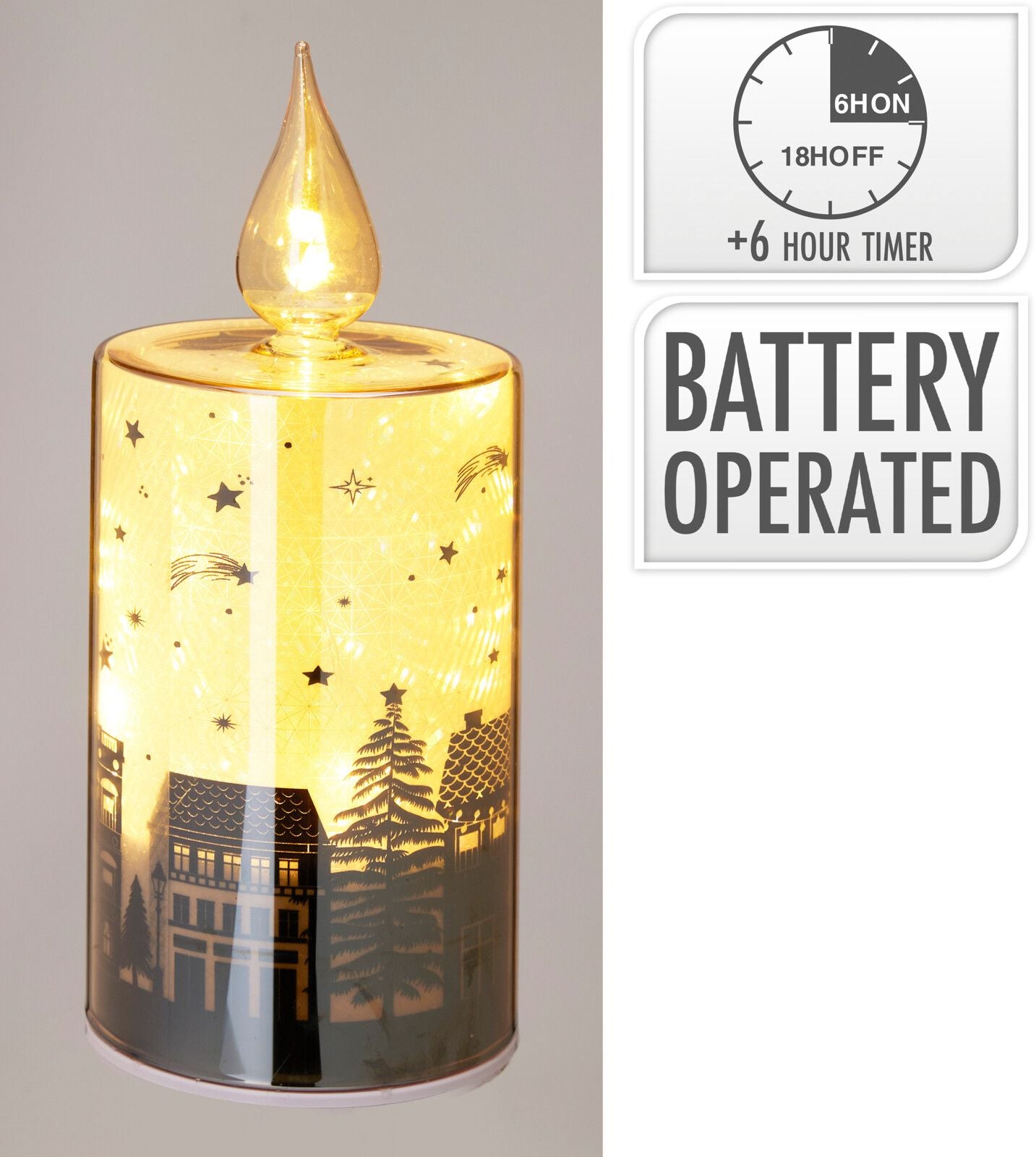Candela decorativa a LED, altezza 21 cm, luce bianco caldo