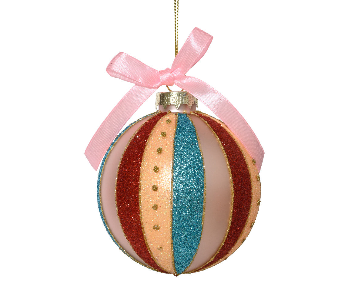 Pallina di natale con Strisce Multicolore 8cm