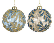 Pallina di natale con Decorazioni Glitter Oro/Blu modello assortito 10cm