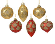 Pallina di natale con Decorazioni Oro/Rosso modello assortito 8cm