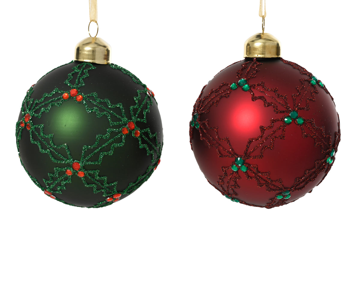 pallina di natale in vetro decorata D 8 cm colori modello assortito Peraga Christmas