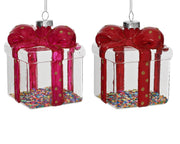 Pacchi Regalo Glitter Rosso decorazione natalizia appendibile modello assortito D7.9cm
