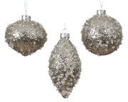 pallina di natale in vetro con paillettes argento D 8 cm argento Peraga Christmas